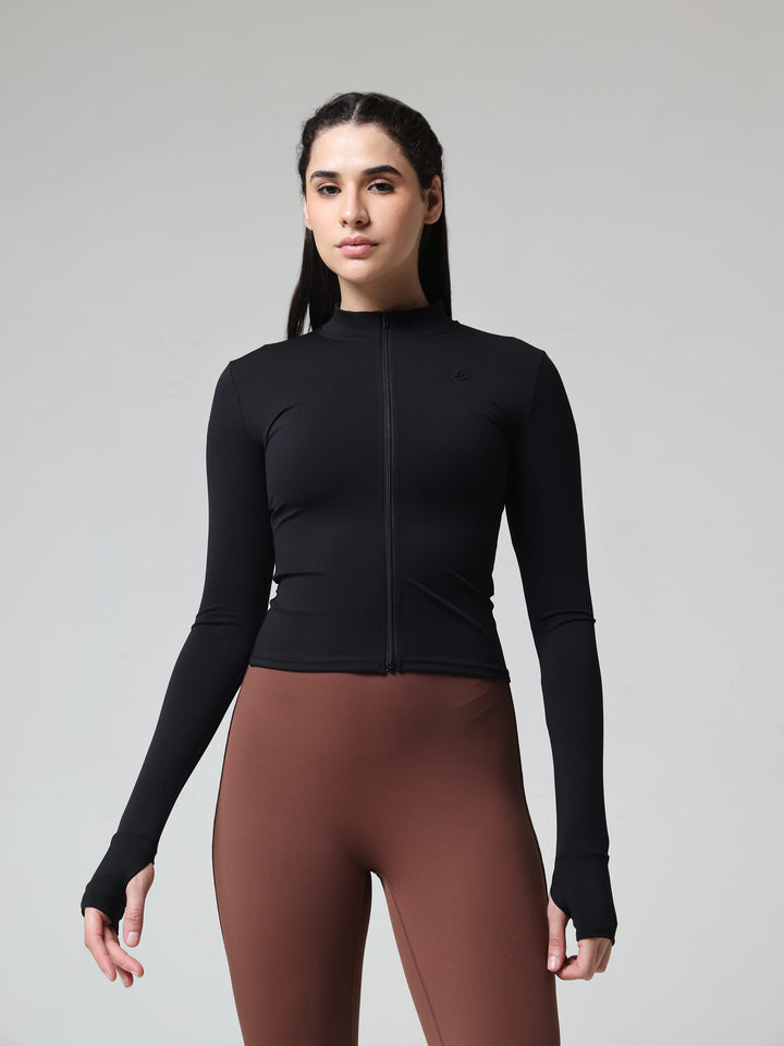 Black Contour Zip Jacket