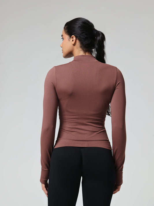 Mocha Sculpt Zip Active Jacket
