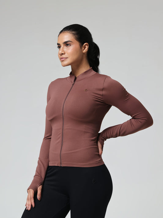 Mocha Sculpt Zip Active Jacket