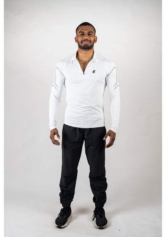 Ethan Men Solid Full Sleeve Zipper Collar T-Shirt