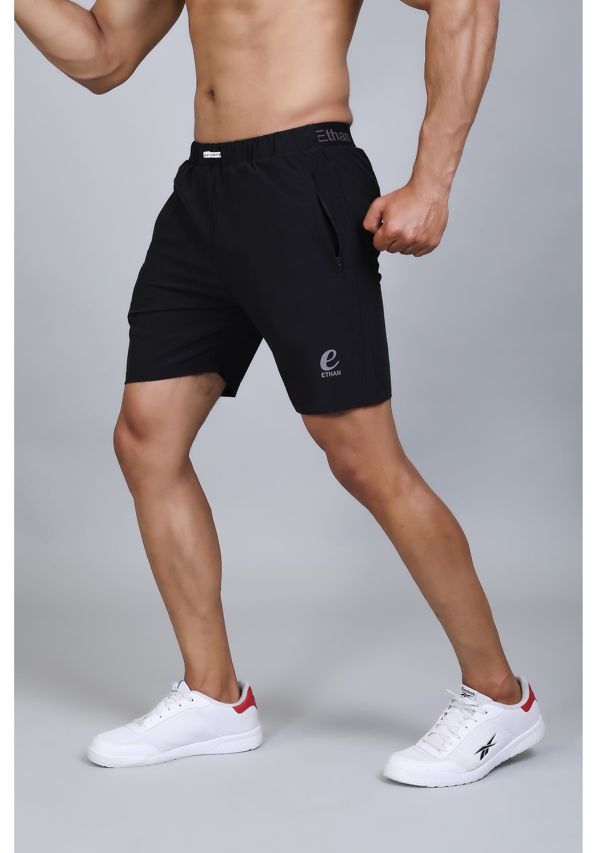 Ethan Solid Men Elastic Waistband Sports Shorts