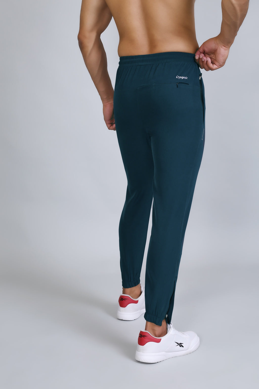 Ethan Men Solid Nylon Spandex Six Zipper Track Pants