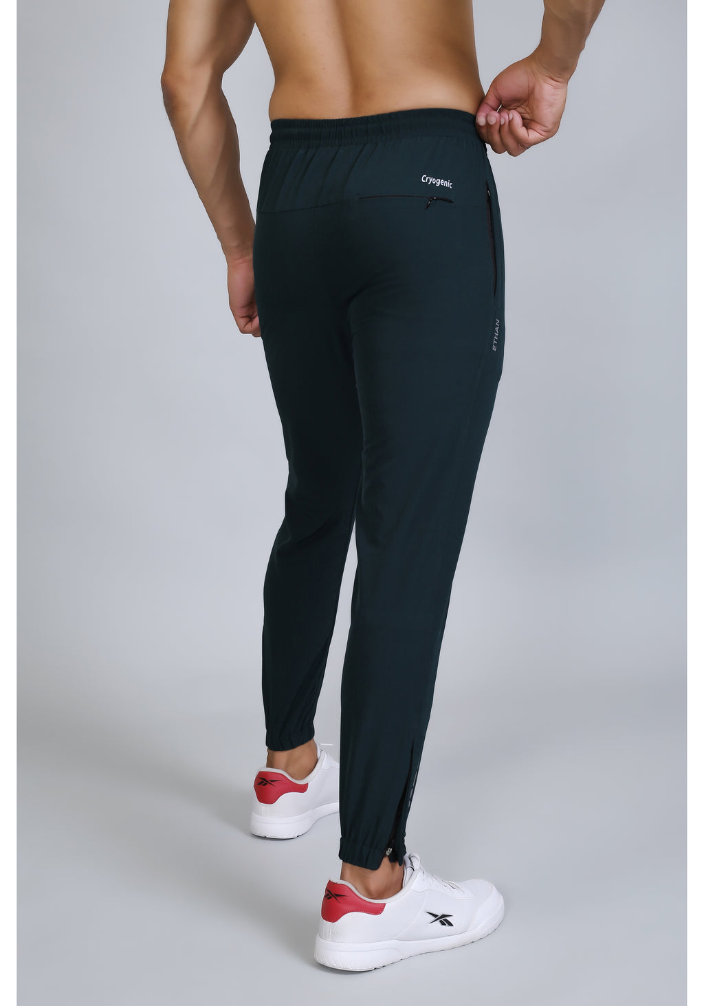 Ethan Men Solid Nylon Spandex Six Zipper Track Pants