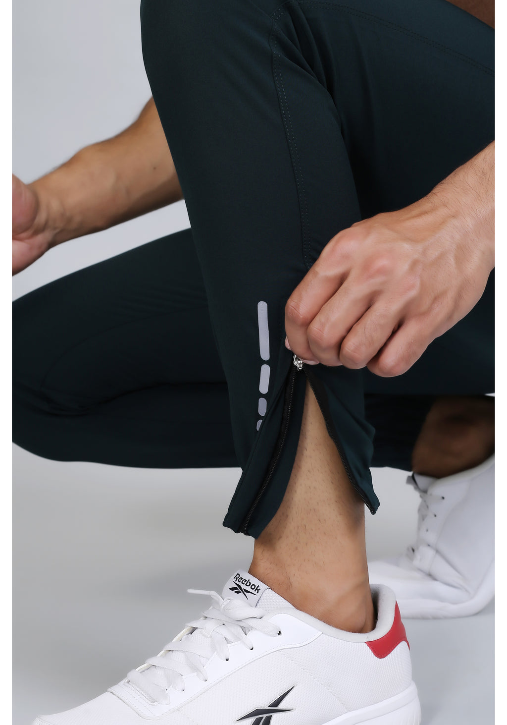 Ethan Men Solid Nylon Spandex Six Zipper Track Pants