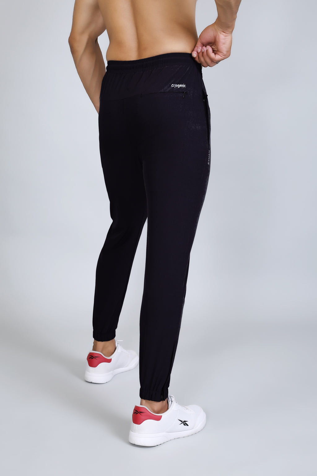 Ethan Men Solid Nylon Spandex Six Zipper Track Pants