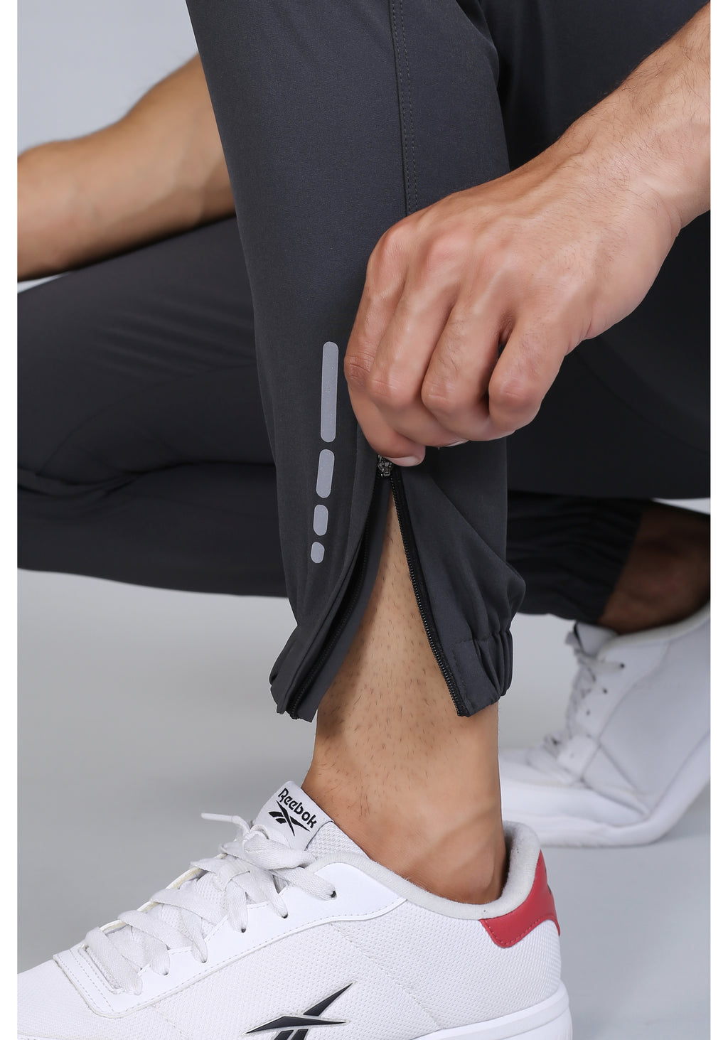 Ethan Men Solid Nylon Spandex Six Zipper Track Pants