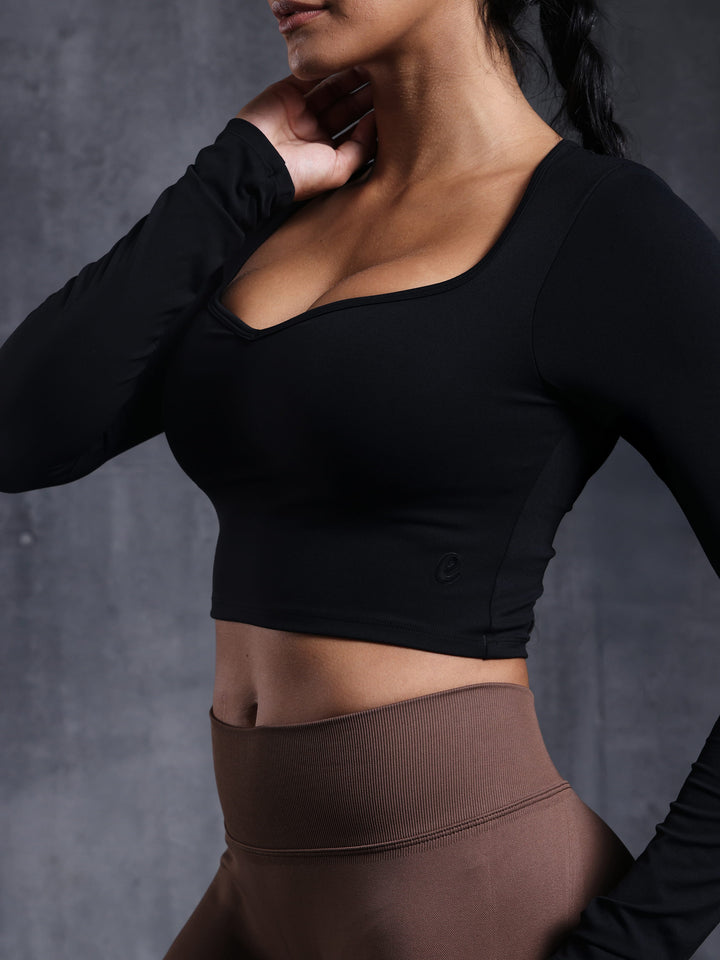 Onyx Sweetheart Padded Women's Long Sleeve Crop T-Shirt