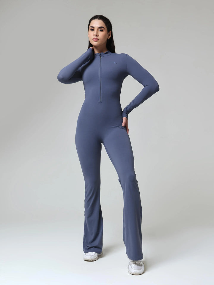 Slate Blue Sculpt Zip Jumpsuit