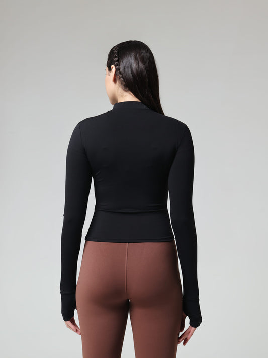 Black Contour Zip Jacket