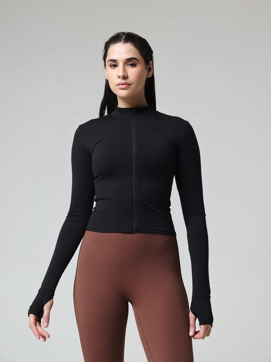 Black Contour Zip Jacket