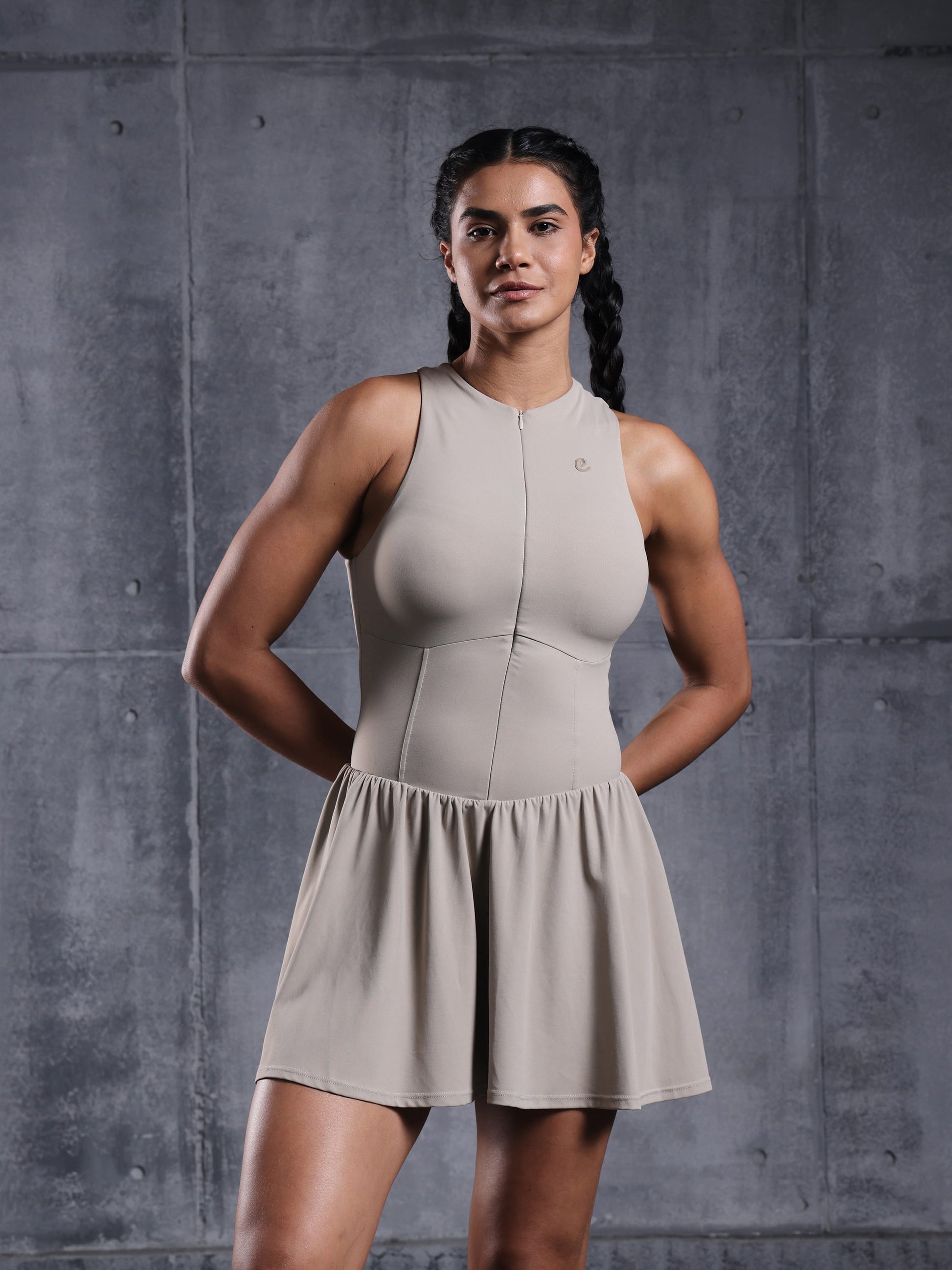 Beige Court Flow Dress