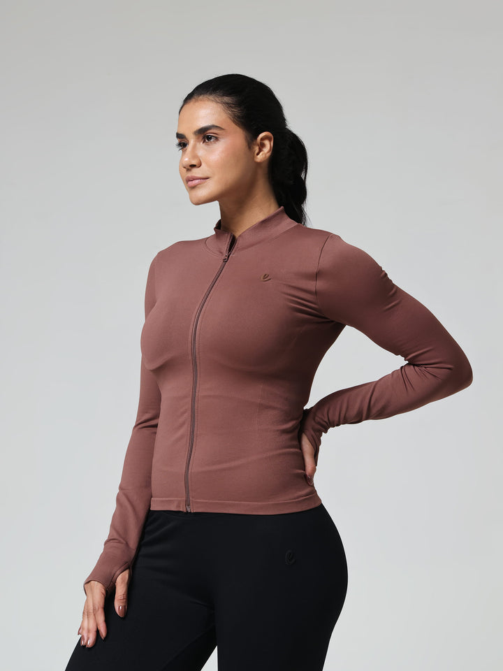 Mocha Sculpt Zip Active Jacket