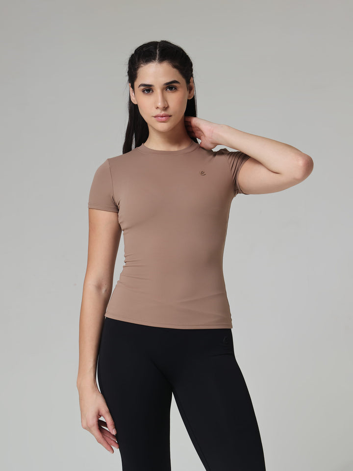 Mocha Sculpt Women's Short Sleeve Workout T-Shirt