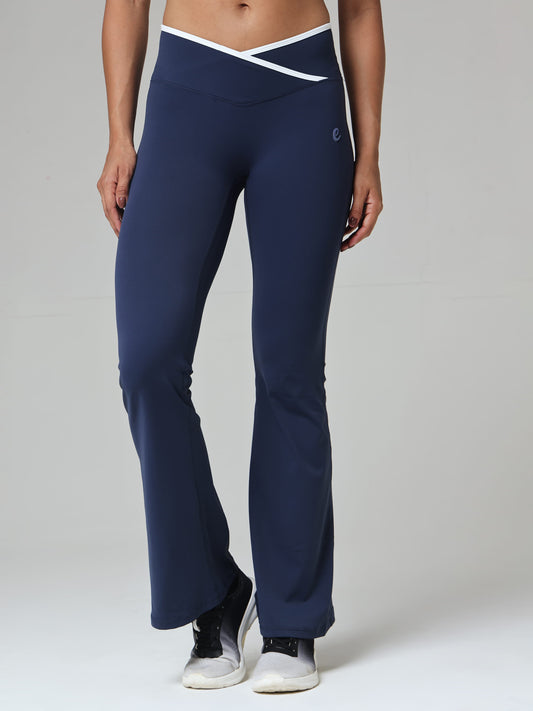 Navy Crossline Flare Active Pants