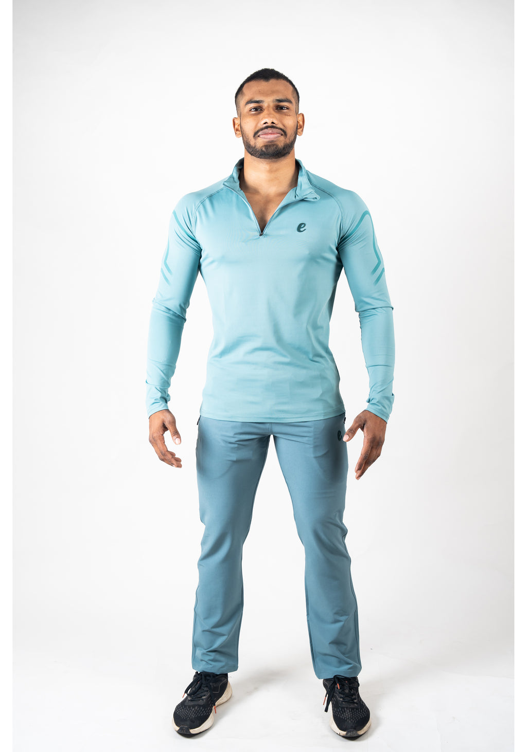 Ethan Men Solid Full Sleeve Zipper Collar T-Shirt