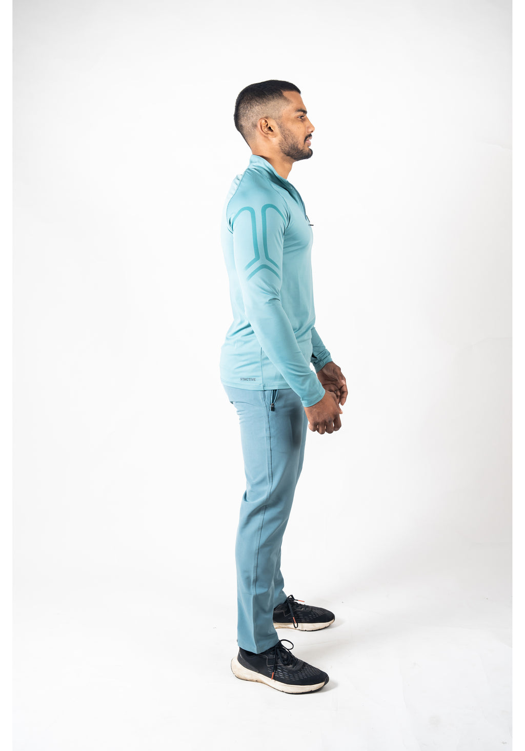 Ethan Men Solid Full Sleeve Zipper Collar T-Shirt