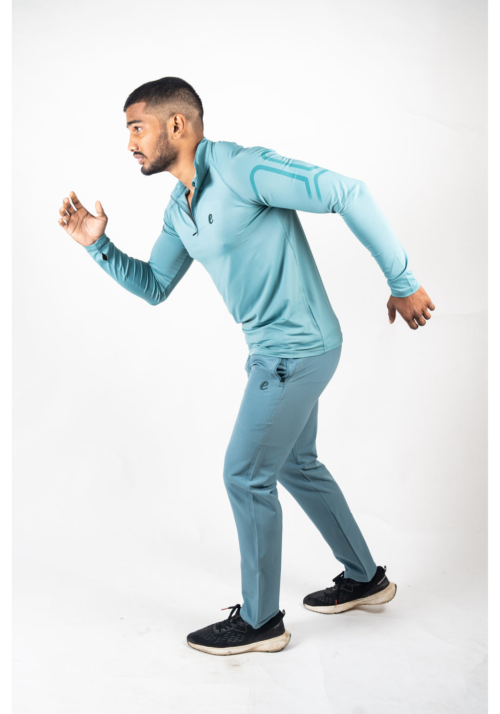 Ethan Men Solid Full Sleeve Zipper Collar T-Shirt