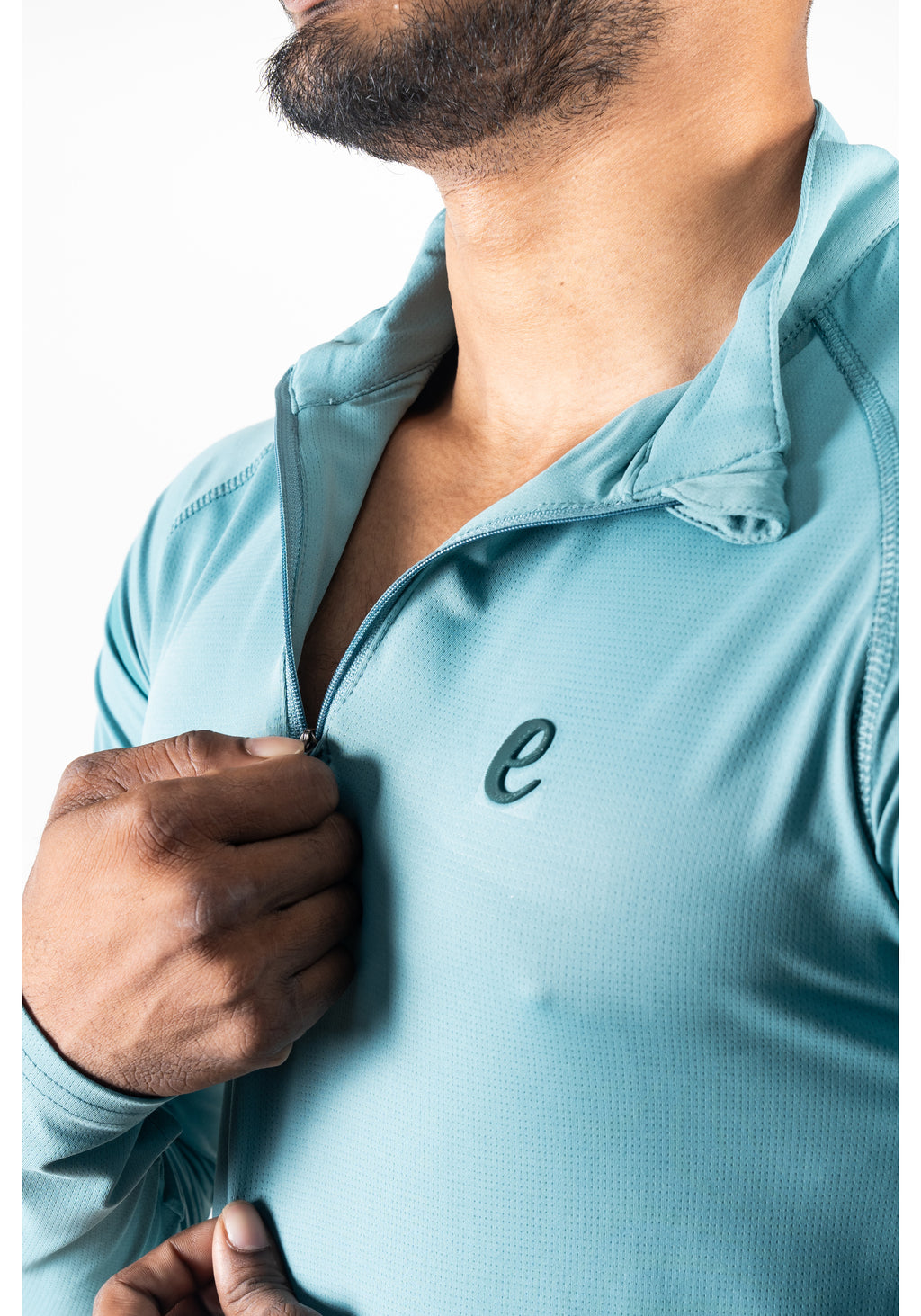 Ethan Men Solid Full Sleeve Zipper Collar T-Shirt