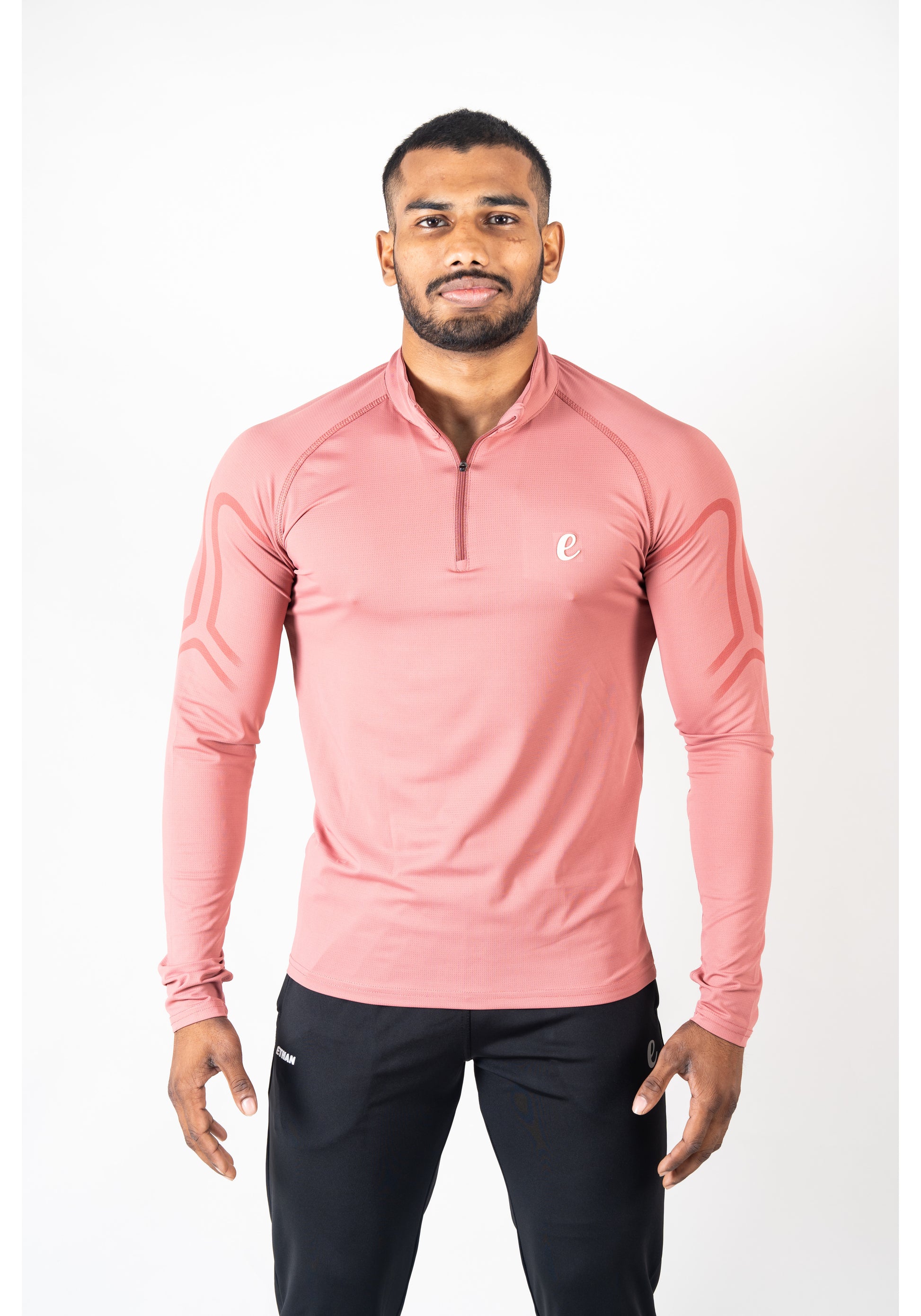 Ethan Men Solid Full Sleeve Zipper Collar T-Shirt