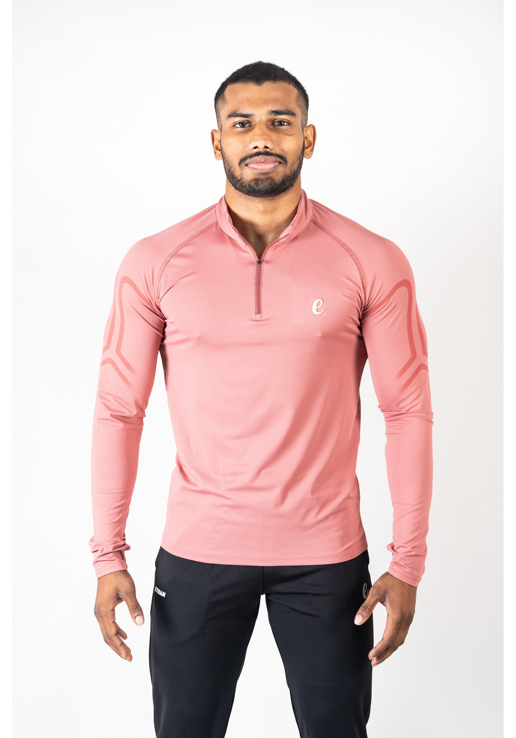 Ethan Men Solid Full Sleeve Zipper Collar T-Shirt