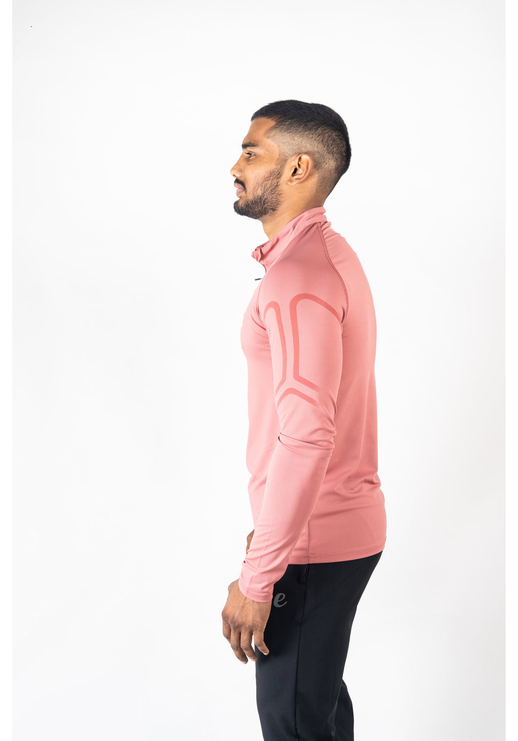 Ethan Men Solid Full Sleeve Zipper Collar T-Shirt