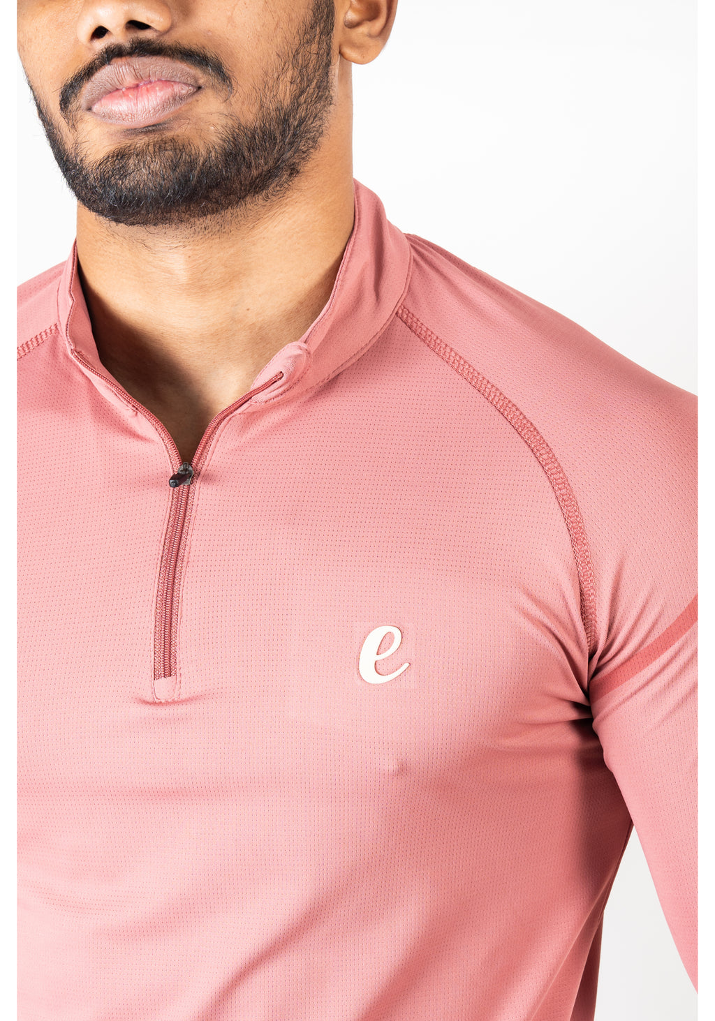 Ethan Men Solid Full Sleeve Zipper Collar T-Shirt