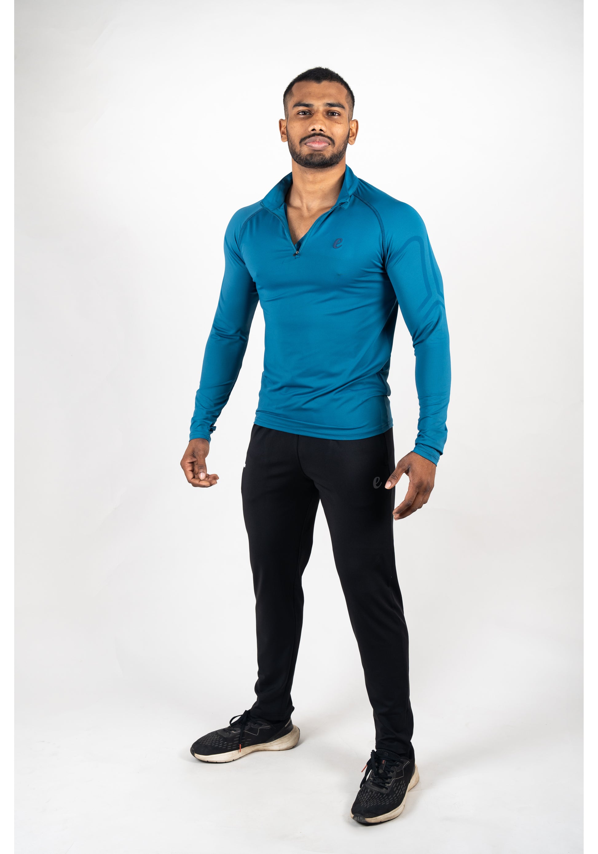 Ethan Men Solid Full Sleeve Zipper Collar T-Shirt