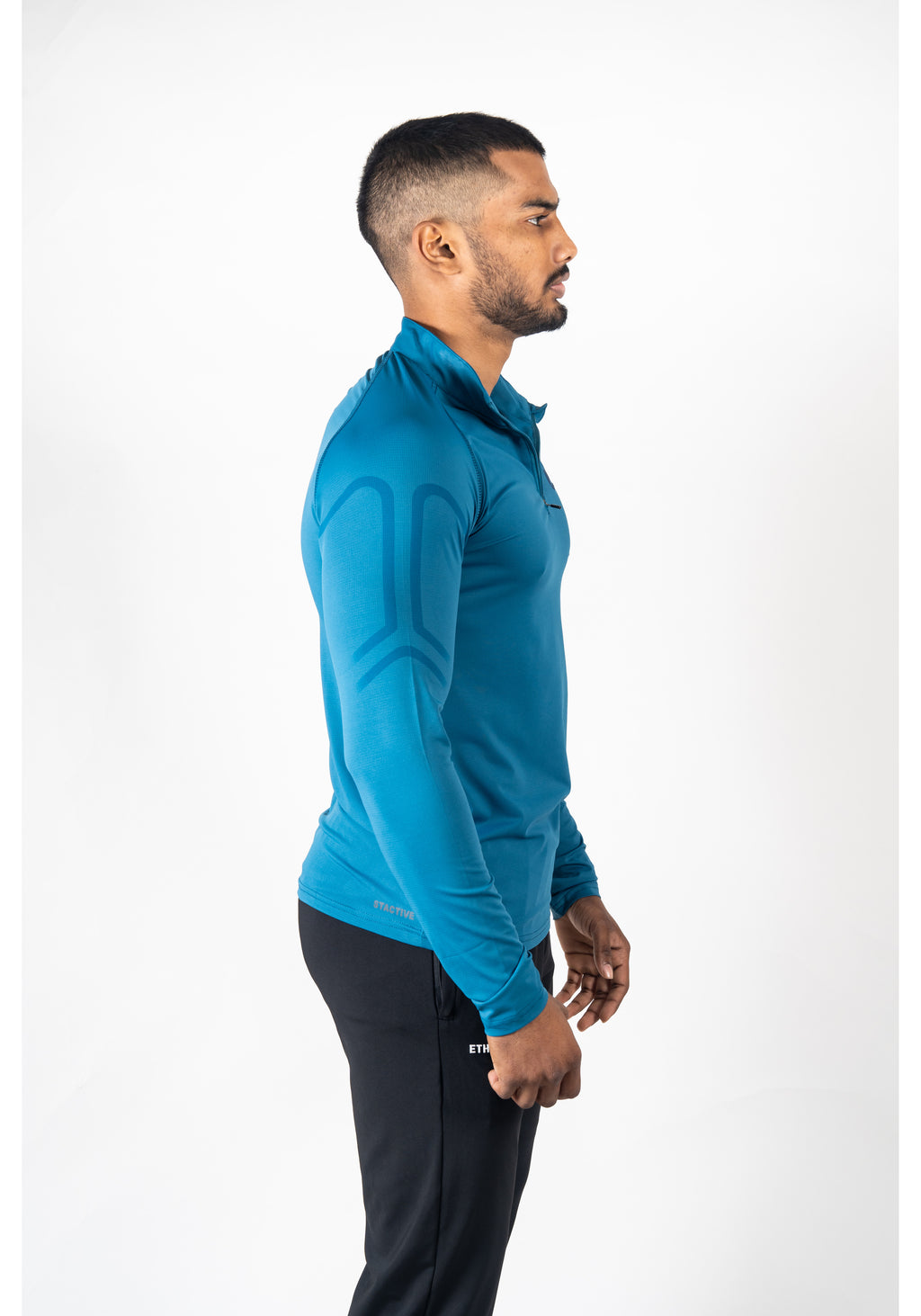 Ethan Men Solid Full Sleeve Zipper Collar T-Shirt