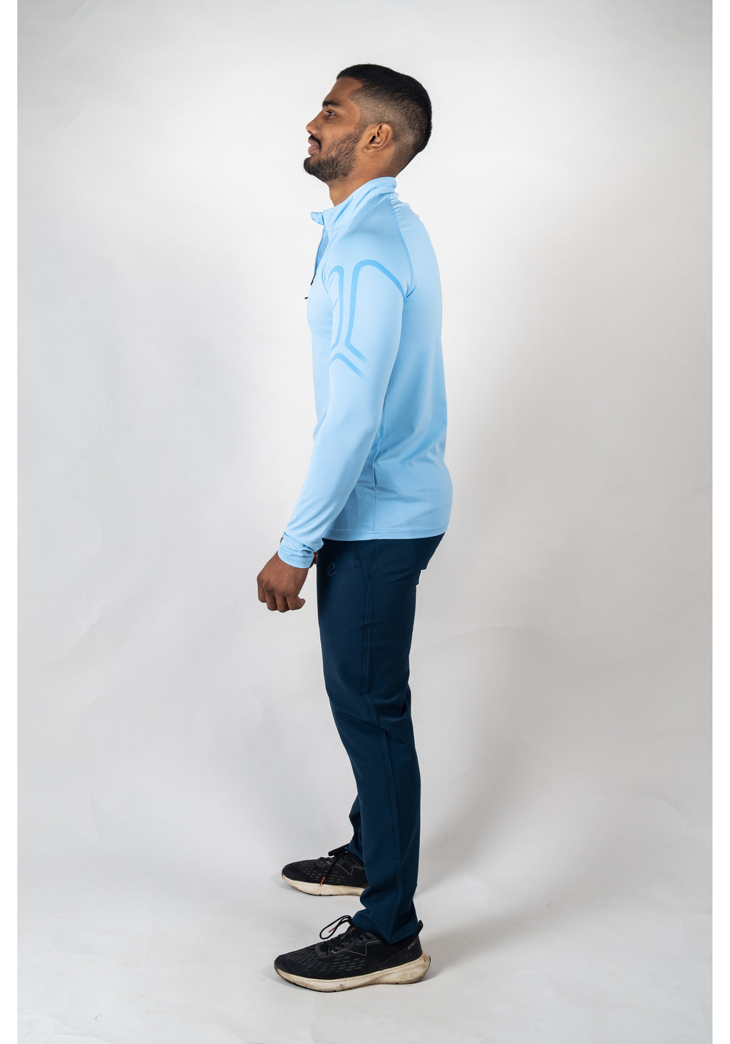 Ethan Men Solid Full Sleeve Zipper Collar T-Shirt