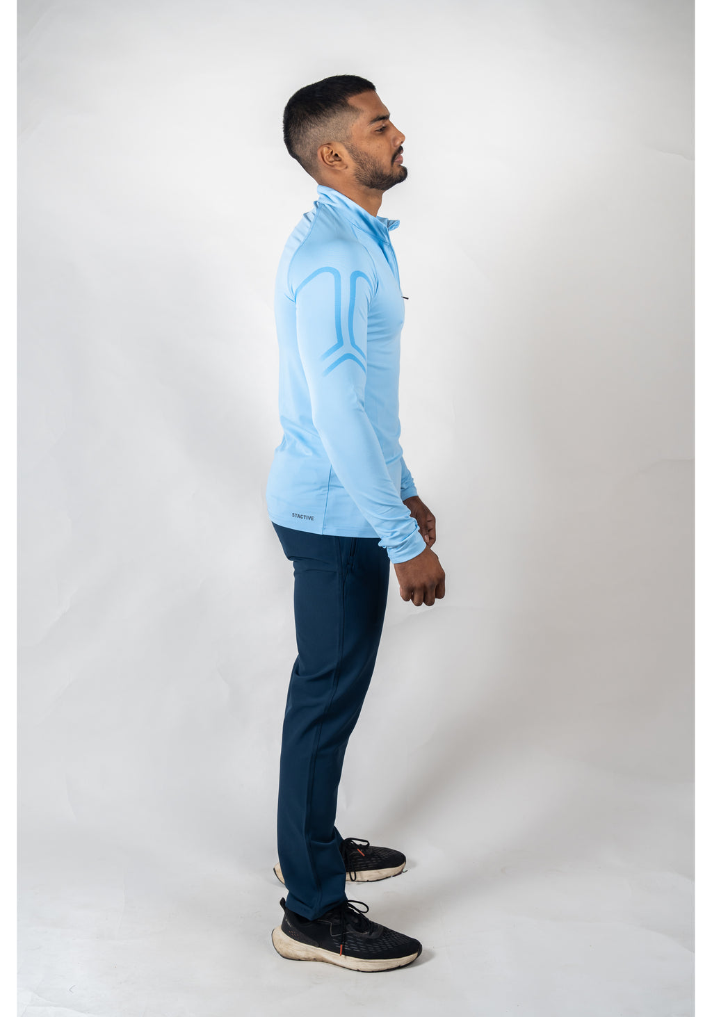 Ethan Men Solid Full Sleeve Zipper Collar T-Shirt