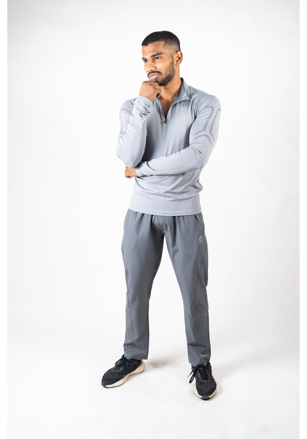 Ethan Men Solid Full Sleeve Zipper Collar T-Shirt