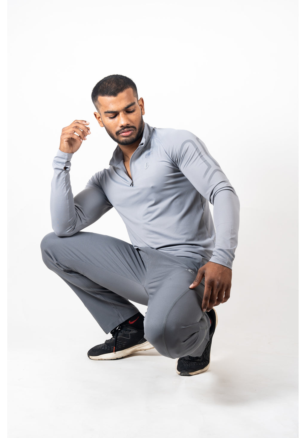 Ethan Men Solid Full Sleeve Zipper Collar T-Shirt