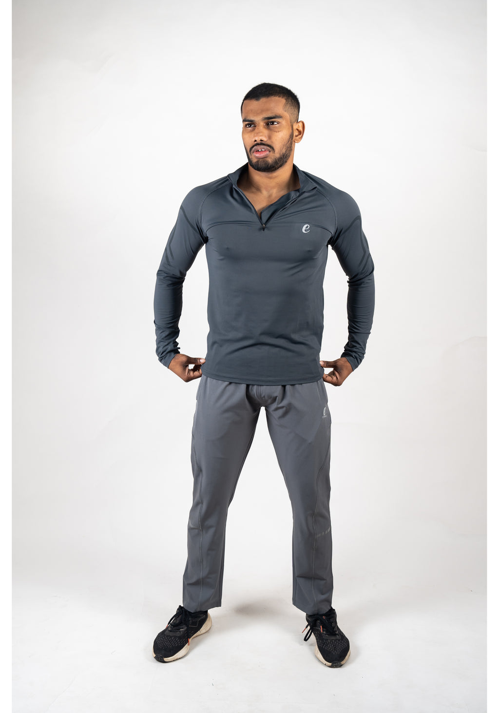 Ethan Men Solid Full Sleeve Zipper Collar T-Shirt