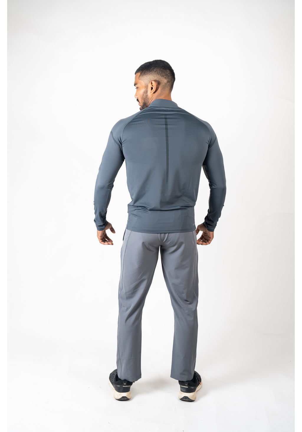 Ethan Men Solid Full Sleeve Zipper Collar T-Shirt