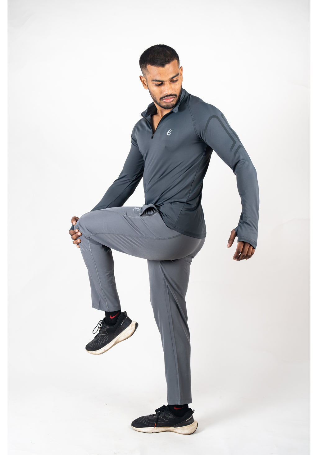 Ethan Men Solid Full Sleeve Zipper Collar T-Shirt