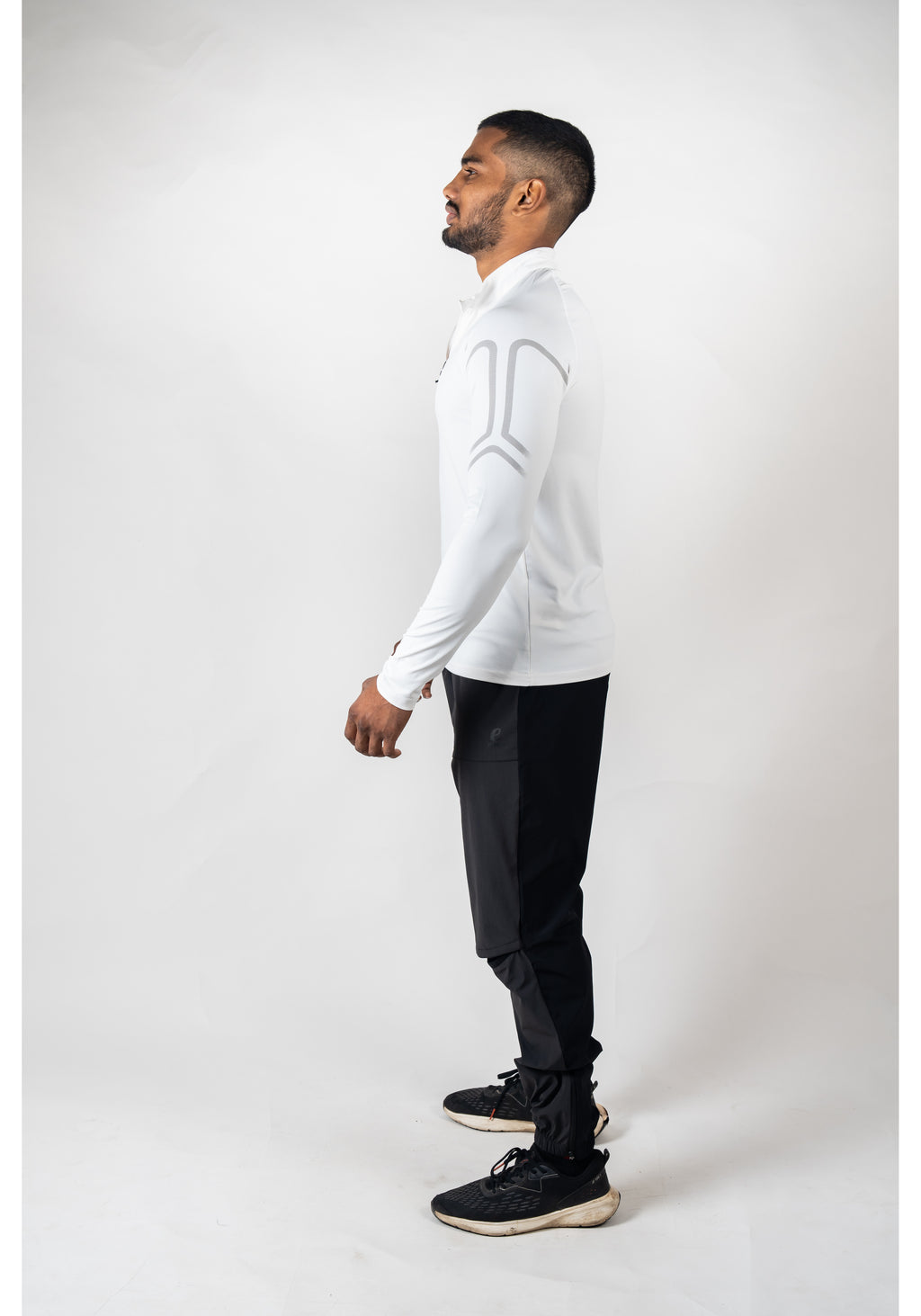 Ethan Men Solid Full Sleeve Zipper Collar T-Shirt