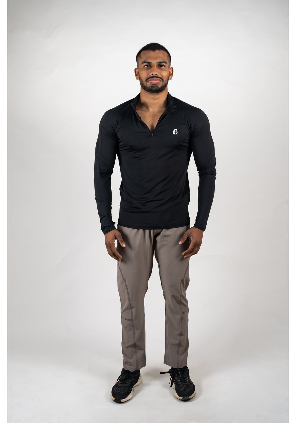 Ethan Men Solid Full Sleeve Zipper Collar T-Shirt