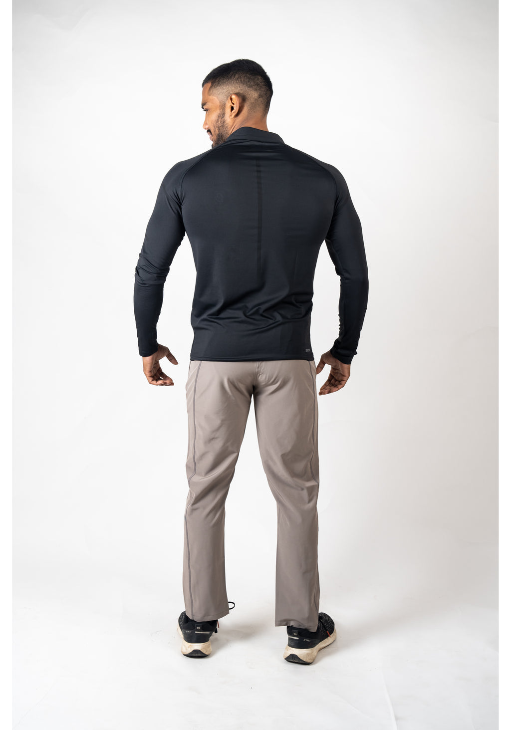 Ethan Men Solid Full Sleeve Zipper Collar T-Shirt