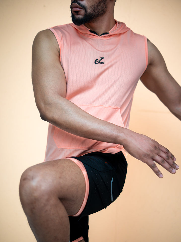 Sporty Casual Sleeveless Hoodie Cord Set.