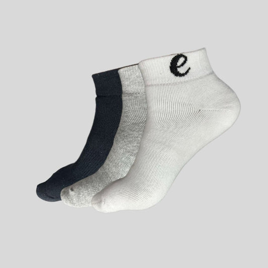 Ethan Unisex Color Block Ankle Length Towel Socks (Pack of 3)