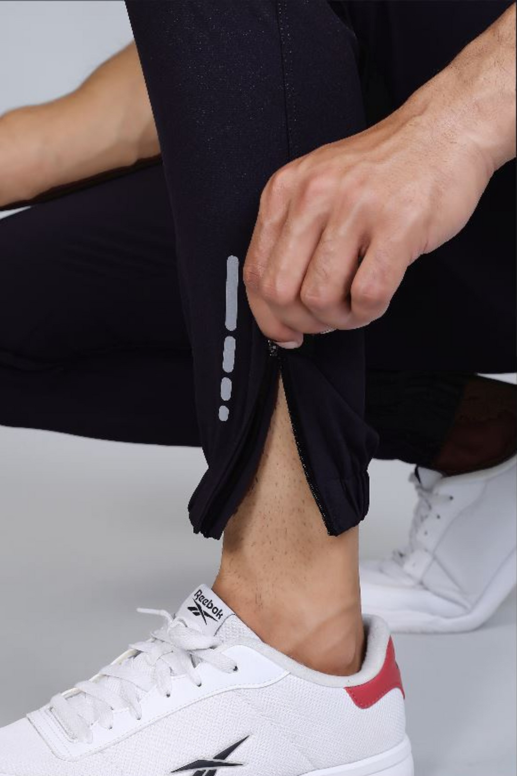 Ethan Men Solid Nylon Spandex Six Zipper Track Pants
